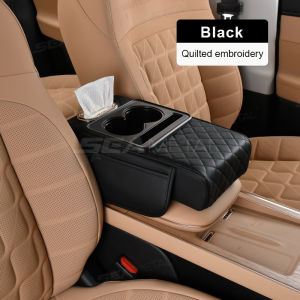 SEAMETAL 3 In 1 Car Center Console Cushion Pad Tissue Box Armrest Elbow Support Pad Cup Holder Storage Bag