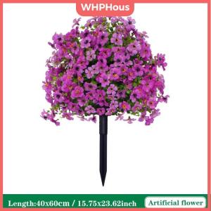 WP💓💛💖 18" Artificial Petunias Flowers for Outdoor Use with Ground Stake for Porch and Patio Design