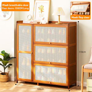 LACCOHUG Rak Kasut Bertutup Bamboo 3/4/5 Doors Shoe Cabinet Rak Kasut Shoe Rack Shoe Organizer Almari Kasut 鞋柜 鞋架