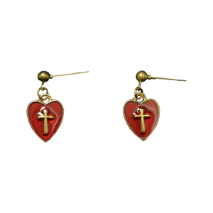 Crosses Heart Pendant Earrings Necklace Symbolizing Love and Faith for Women and Fashion Enthusiasts Casual Wear