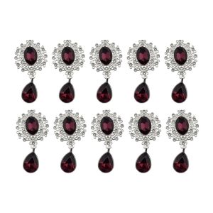 SJJL 10Pcs Sparkling Crystal Rhinestone Alloy Brooch Accessories Silver Flat Back 4.62.4cm Crystal Brooch Creative DIY Crafts Alloy Acrylic Water Drop Pendant Wedding Decor