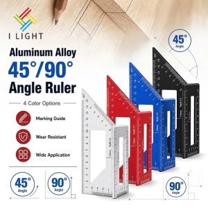 (Fast Delivery)45°/90° Angle Ruler Aluminum Alloy Square Multifunction Ruler Woodworking Gauge Ruler