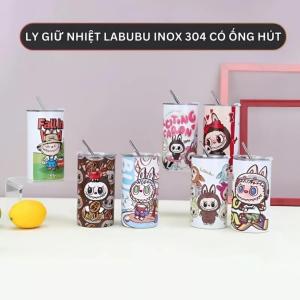Ly giữ nhiệt bình giữ nhiệt Inox cốc giữ nhiệt có ống hút ly giữ nhiệt Labubu tiện lợi 600ml - Happy Life 4Kid