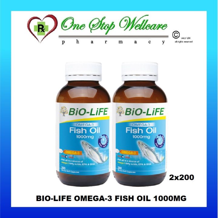 BIO-LIFE OMEGA-3 FISH OIL 1000MG 200 CAPSULES(TWIN PACK) (EXP:03/2026 ...