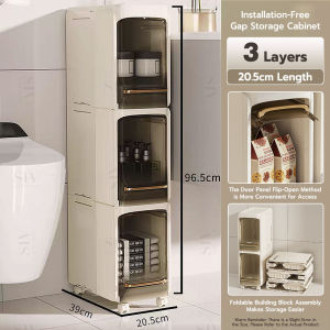 SIV 20-27cm Slim Cabinet Space Saver Cabinet Plastic Foldable Side Cabinet For Bathroom Living Room