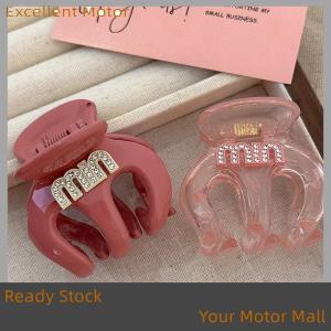 Excellent Ready Stock Korean Style Fashion Letter Rhinestone Ponytail Hair Claw Pink Fixed Hair Hair Clip Small Shark Clips For Women Hair Accessories