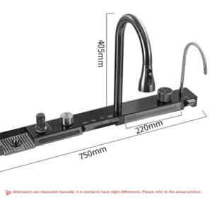 Digital Display 304 Stainless Steel Waterfall Kitchen Sink Large Single Slot Integrated Faucet Set