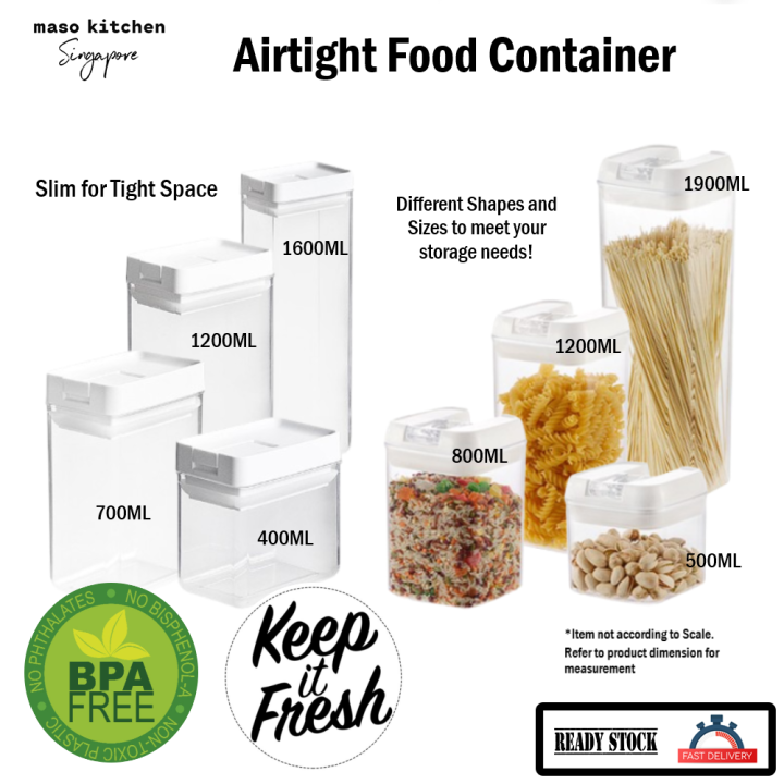 Airtight Food Storage Container BPA Free, Leak Proof Clear Plastic