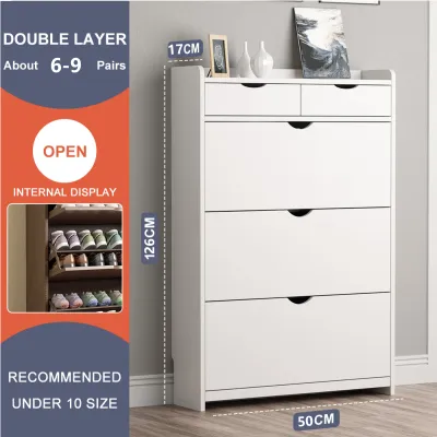 3 Tier Shoe Cabinet Shoe Rack Organizer Shoe Cabinet Shoe Rack Wood Furniture Shoe Storage Boxes with Drawers Flip