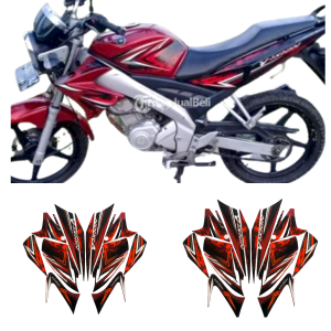 STIKER STRIPING LIS LES BODY MOTOR VIXION 2008 HITAM-MERAH 1SET STANDAR FULL SET