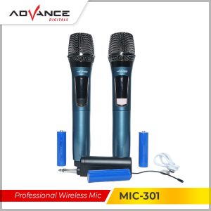 Advance DOUBLE Mic Wireless Karaoke Microphone Suara Jernih - MIC301 - GRATIS ONGKIR Jabodetabek