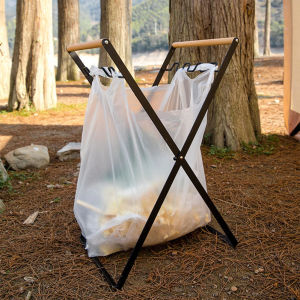 Garbage Bag Holder Outdoor Trash Can Hanging Rack Kitchen Storage Mesh Shelf Net For Camping Picnic