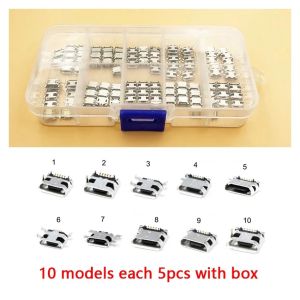 50PCS Micro USB Charging Pin Dock Port Connector Socket Connector 5 pin Charging Pin Charger Port Connector