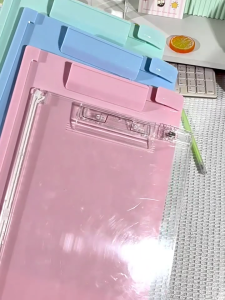 Clear Acrylic Clipboard 12.8x9In Writing Board Document Organiser Clipboard with Pen Clip and Measuring Ruler for Office