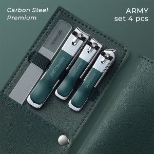 Set Pouch 4pcs Gunting Kuku Premium Carbon Steel & Kilap Kuku Nano Glass - Travel Manicure Set