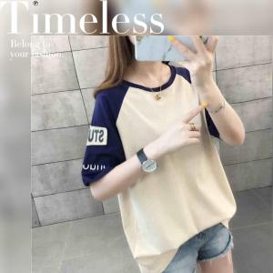 LH.Friday เสื้อยืดแขนสองสีสวยใสสไตล์วัยรุ่น ผ้านิ่ม ใส่สบาย