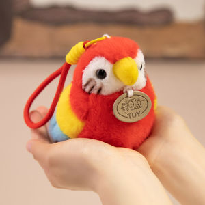 Kawaii Simulation Parrot Plush Toy Cute Stuffed Soft Animal Bag Pendant Cartoon Birds Key Chain Kids Gifts 12cm h260820