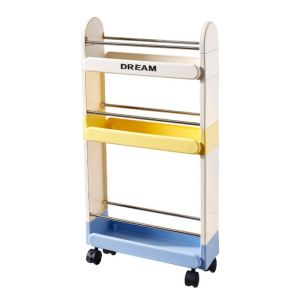 LIFE SHOPS Multi-layer Rolling Utility Cart Large Capacity Plastic Narrow Storage Rack Durable with Wheels Movable Storage Organizer for Home