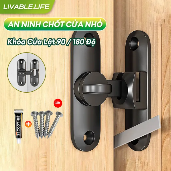 Khóa Cửa Lật 90 /180 Độ đa năng,An Ninh Chốt Cửa Nhỏ,Dành cho phòng tắm ...