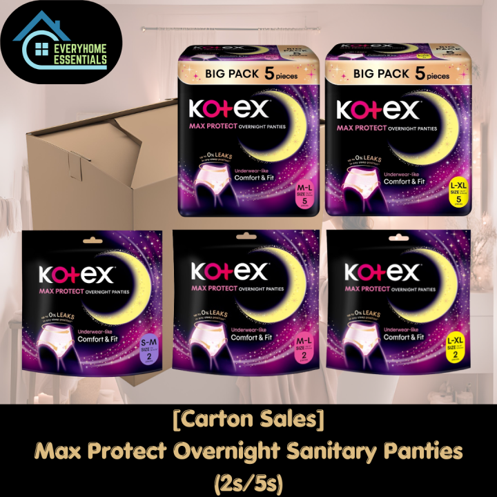 [CARTON SALES] KOTEX Overnight Sanitary Panties (2s/5s) - Max Protect ...