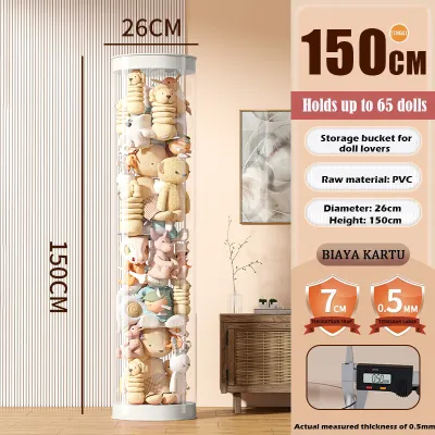 LA OPALA PVC Doll Storage Bucket Transparent Stuffed Toy Organizer Childrens Plush Toys Organizer Display Box