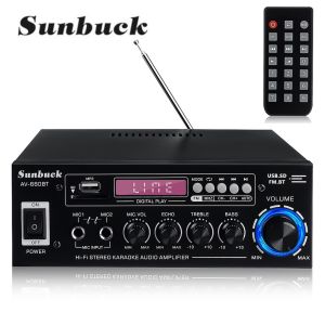 SUNBUCK Amplificador HIFI 2 CH Audio Power Amplifier 12 / 220V Home Theater Amplifier Support Audio FM USB SD 1200W