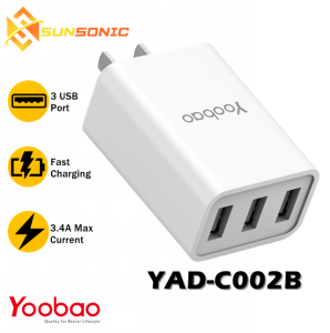 Yoobao YAD-C002B 17W Lightweight Three Port Super Fast Charging Adapter 3.4A