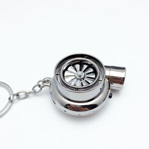 Auto Car Turbo Sleeve Whistle Turbo Keychain Spinning Turbine Key Chain Ring Keyring Car Metal Key Chain
