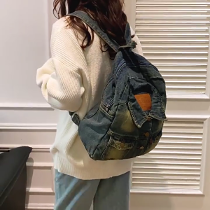 Trendy Large Capacity Jean Backpack Fashion Travel Rucksack Casual School Bag for Students Commuters and Adventurers