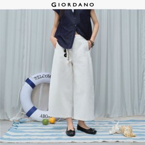 Giordano Women 100% cotton wide leg denim cropped pants Free Shipping 18426808
