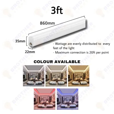 High Grade LED T5 Tube Light Lamp Bulb Complete Set Celling Light Energy saving 1ft/ 2ft/ 3ft/ 4ft [3 Years Warranty]