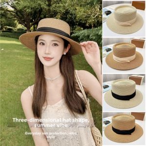LITTLEX Versatile Natural French Panama Straw Hat Large Size Wide Brim Vacation Sun Protection Hat High Quality 54~58cm UV Protection Sunshade Hat