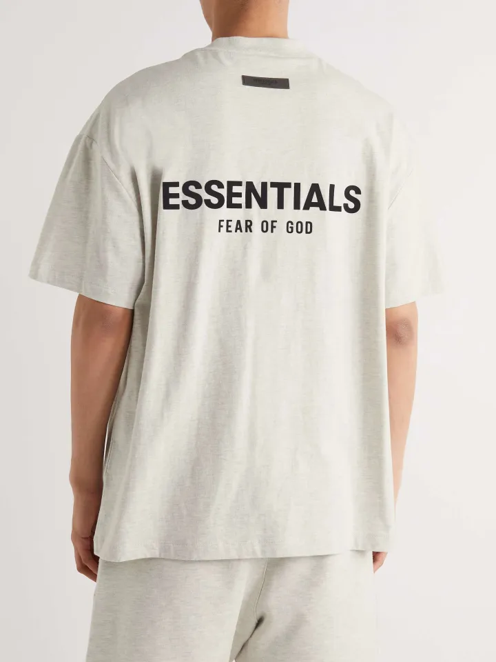 Fear of God ESSENTIALS SS22 Flocked Logo Tee Light Oatmeal