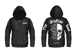 Jaket fleece Pria Tengkorak Brother good | Sweater Jaket Hitam List Putih Trand | Resleting Jeket Distro Cewek Cowok