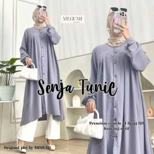 Baju Atasan Long Tunik Terbaru Senja Bahan Crinkle Airflow Busana Muslimah Dewasa