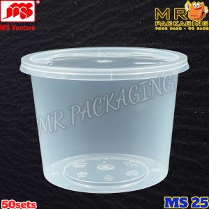 MS 25 635ml Round Container With Lid ( 50sets± ) 25oz Disposable Plastic PP Container - 635 ml - MS Venture MS25 oz - Bekas Plastik Makanan