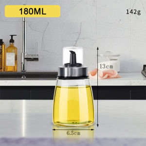 Seasoning Oil Bottle180/300ml Leak-Proof and Minimalist Pantry Labels Leakproof Kitchen Tools with Scale Large Cap Olive Oil Dispenser Bottle Transparent Glass Condiment Container