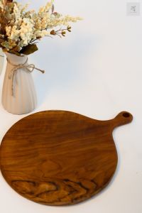 Tectona Furniture Authentic Teakwood Round Cheese Platter / Fruit Platter / Bread Platter / Pizza Platter