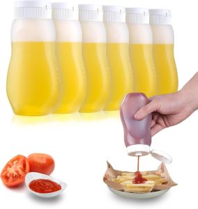 Ketchup Squeeze Bottle with Lid Sauce Leak-proof Separate Bottle BBQ Camping Condiment Containers Plastic Oil Bottle