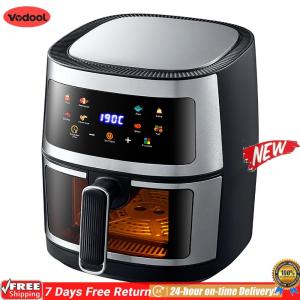 [VODF] 5L Stainless Steel Large Capacity Household Air Fryer Timer & Temperature Control Visual Multi-Functional Oven with Touch Screen for Home