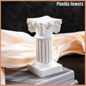 【Pinellia flowers】 Roman Pillar Greek Column Statue Pedestal Candlestick Stand Figurine Sculpture Indoor Home Dinning Room Garden Scenery Decor