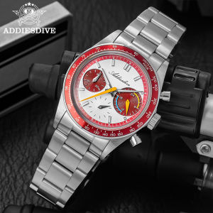 ADDIESDIVE 37mm VK63 Mens Watch Multifunction Chronograph Quartz Watches AD2539 relógio masculino Bubble Mirror Glass NEW Clock