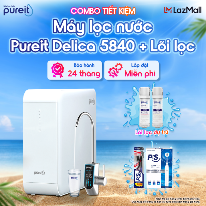 [QUÀ TẶNG 6/6-8/6 | LẮP ĐẶT 0Đ | COMBO] Máy lọc nước Pureit Delica UR5840 + Lõi lọc CTO + Lõi lọc PGP