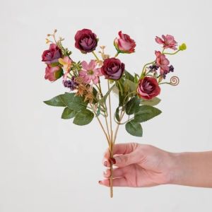 GRACETEN 1 Bouquet Silk Artificial Rose Flowers Orange Color Peony DIY Flower Bouquet Fashion Home Decoration Autumn Peony Bouquet Autumn