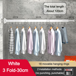 Specool® Retractable Clothes Hanger Aluminum Drying Rack Punch/No-punch Foldable Wall-mounted Clothesline Pole