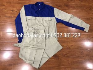 Quần áo bảo hộ lao động ghi phối xanh dương túi hộp DA14