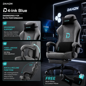 Bewell Ergonomic Chair Office Chair with Footrest Breathable Fabric Gaming Chair Study Chair