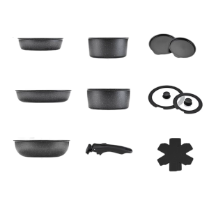 Multifunctional Nonstick Pots and Pans Practical Dishwasher Safe Cookware with Detachable Handle Kitchen Cooking Set
