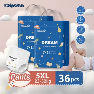 ผ้าอ้อมเด็ก Kaduola King Size 5XL (2 แพ็ค) – กางเกงผ้าอ้อมนุ่มพิเศษและระบายอากาศได้ดี สำหรับทารกและเด็กเล็กตัวจ้ำม่ำ [23-32kg] – บางสุดๆ ยืดหยุ่นได้ สวมใส่ง่าย กันซึมเปื้อน สวมสบายทั้งวันทั้งคืน