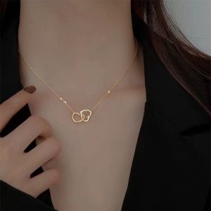 Kalung Fashion wanita terbaru Titanium Motif love double